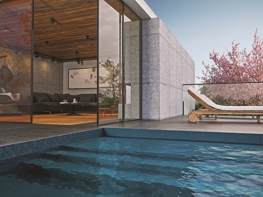 Conheça linhas de cerâmica para piscina e seu entorno